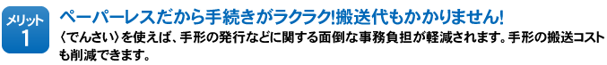 メリット1：ペーパーレスだから手続きがラクラク！搬送代もかかりません！