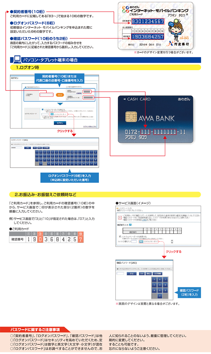 「契約者番号」と「パスワード」について